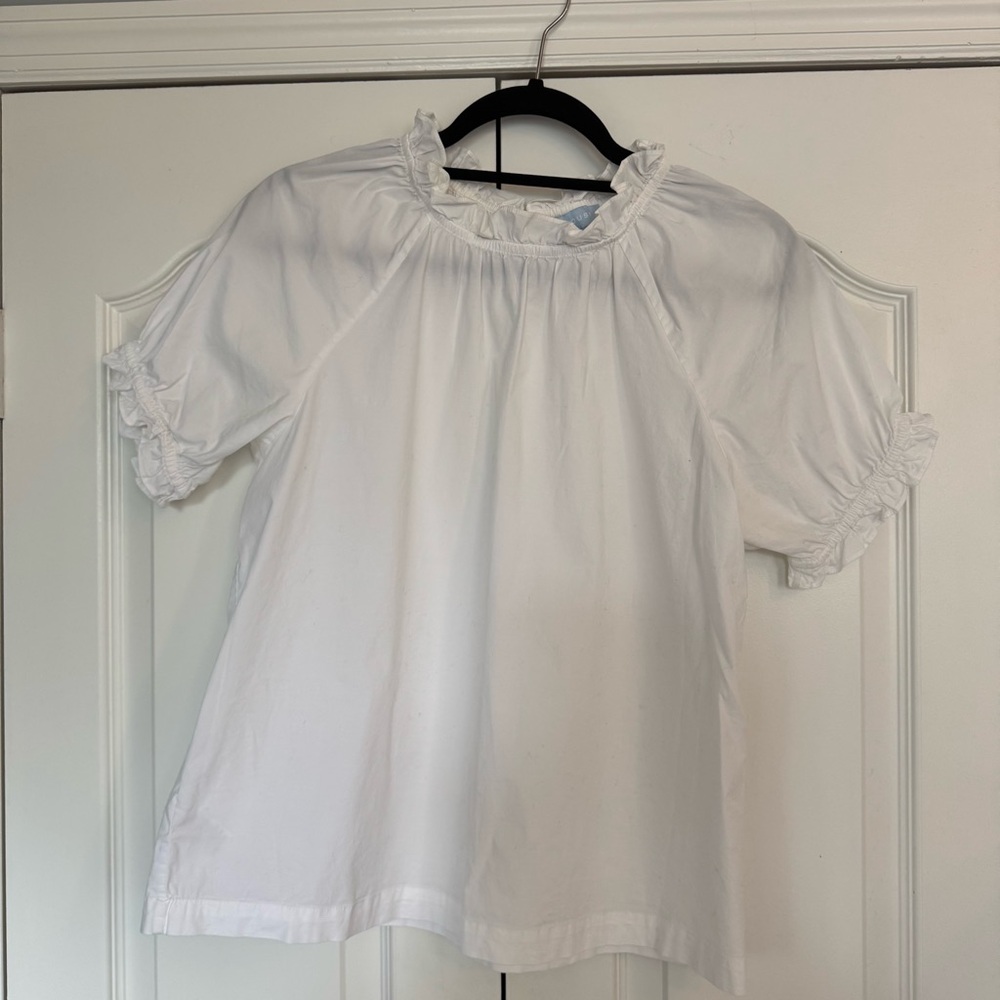 Hill House White Cotton Puff Sleeve Blouse